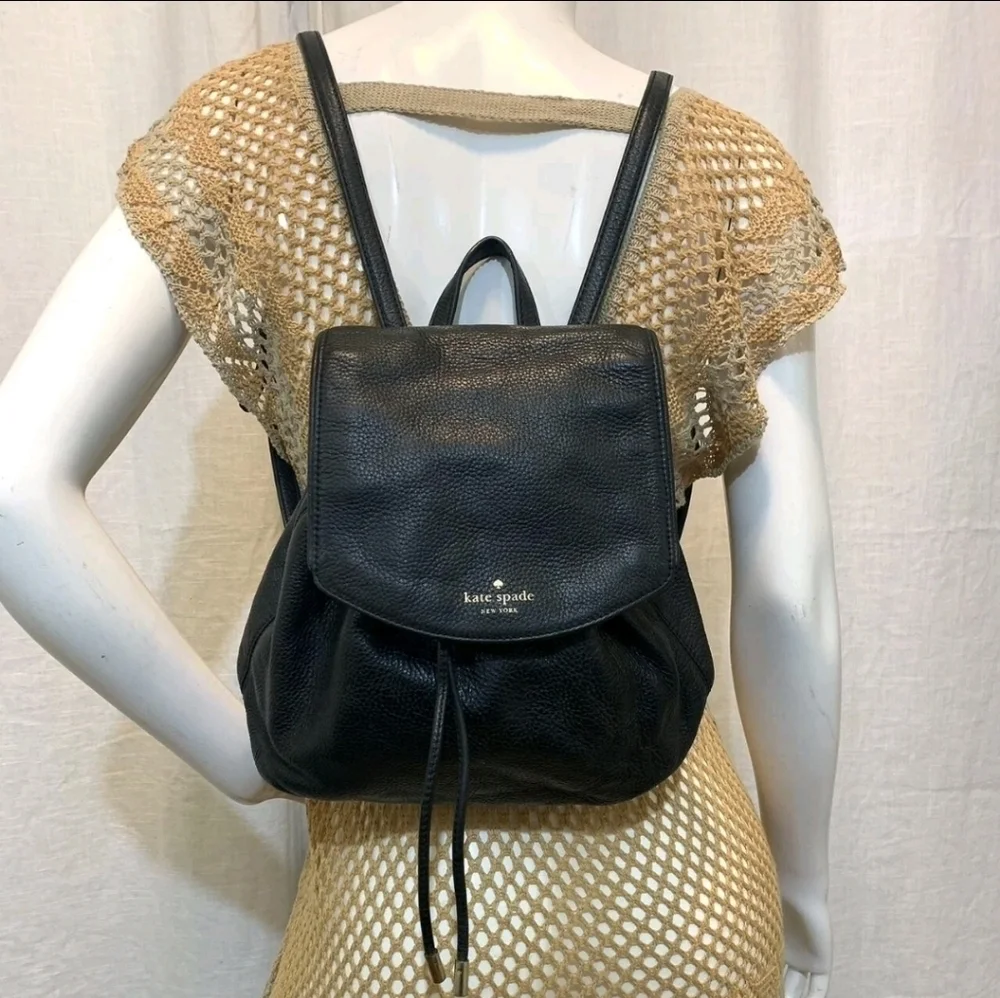 Kate Spade New York Mulberry Street Cinch Magnetic Leather Backpack Black